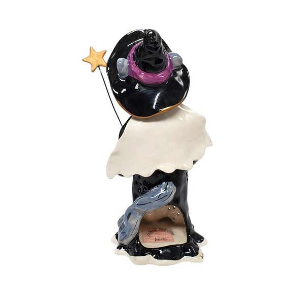Blue Sky Clayworks Heather Goldminc Halloween Tea Light Luminary Cat Witch 10" - Picture 10 of 16